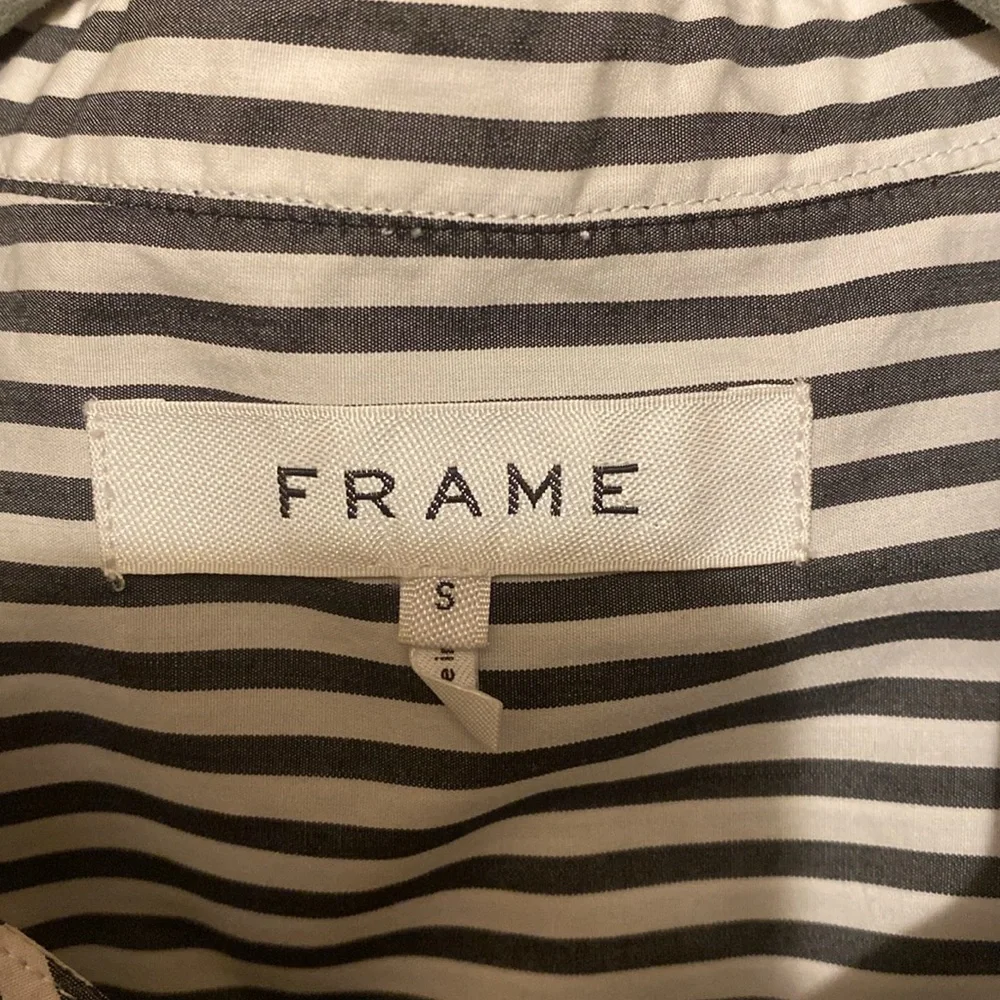 FRAME Cotton Sleeveless Striped Button Down Dress Tie Waist Shirt Dress SMALL - Picture 6 of 11